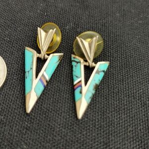 Turquoise and Silver Geometric Earrings
